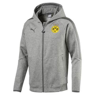 Jacken Bvb Kapuzensweatjacke BVB Dortmund Sweatjacke Mit Kapuze Grau
